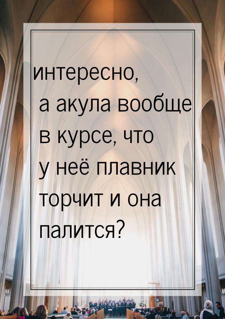 интересно, а акула вообще в курсе, что у неё плавник торчит и она палится?