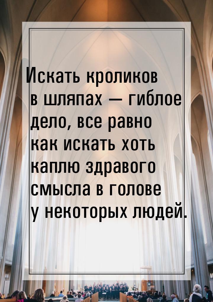 Искать кроликов в шляпах  гиблое дело, все равно как искать хоть каплю здравого смы