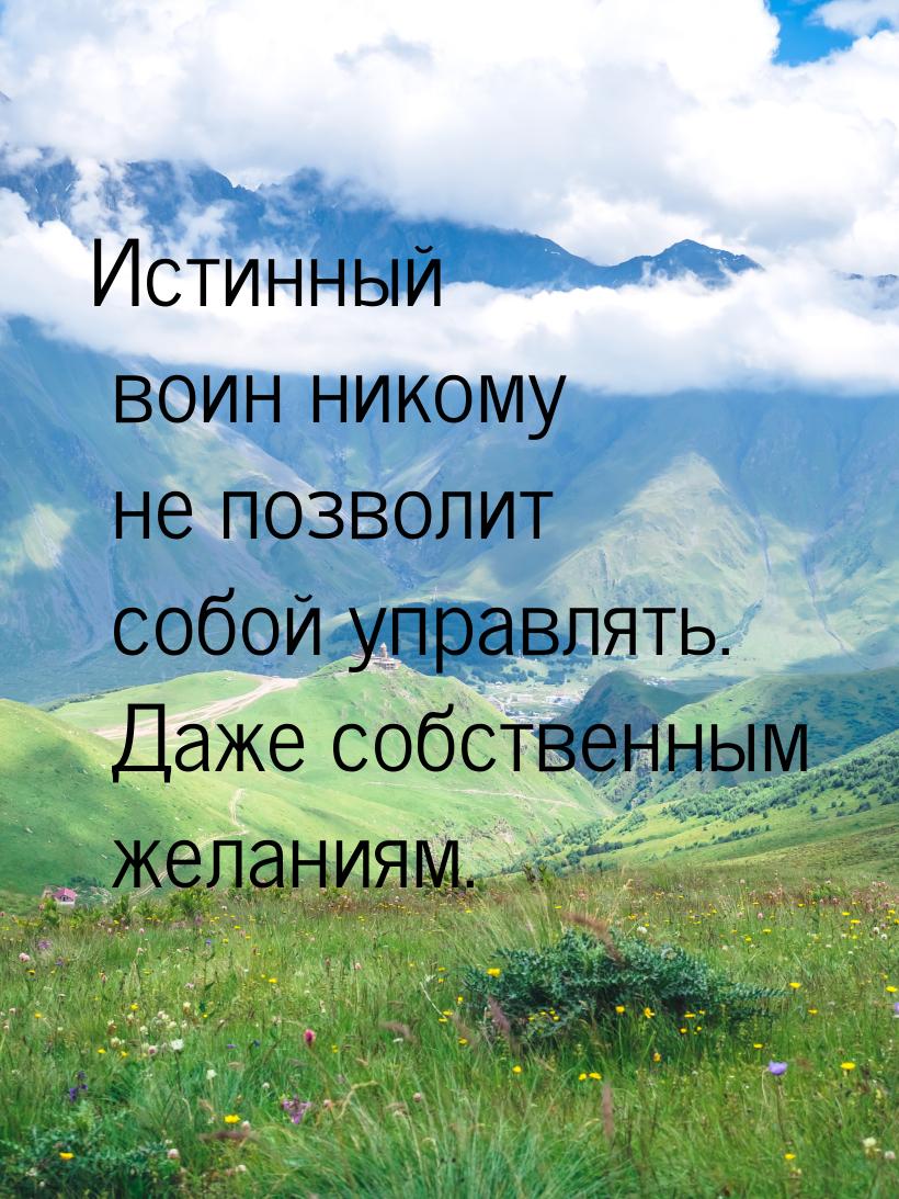 Истинный воин никому не позволит собой управлять. Даже собственным желаниям.