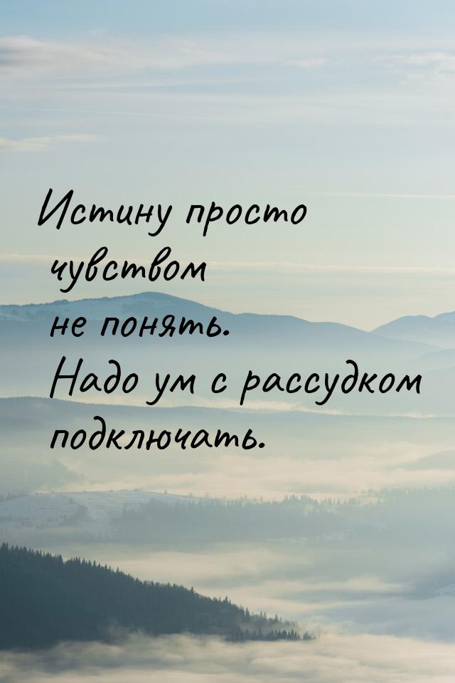 Истину просто чувством не понять. Надо ум с рассудком подключать.