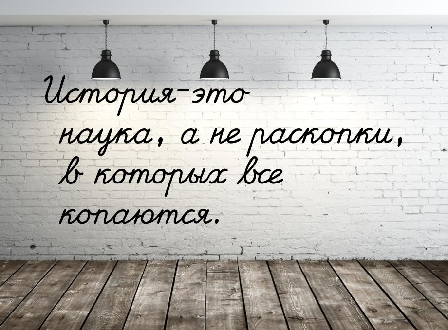 История-это наука, а не раскопки, в которых все копаются.