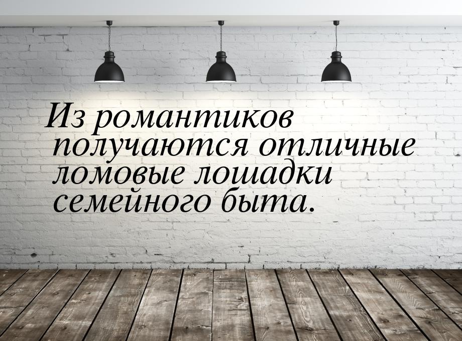 Из романтиков получаются отличные ломовые лошадки семейного быта.