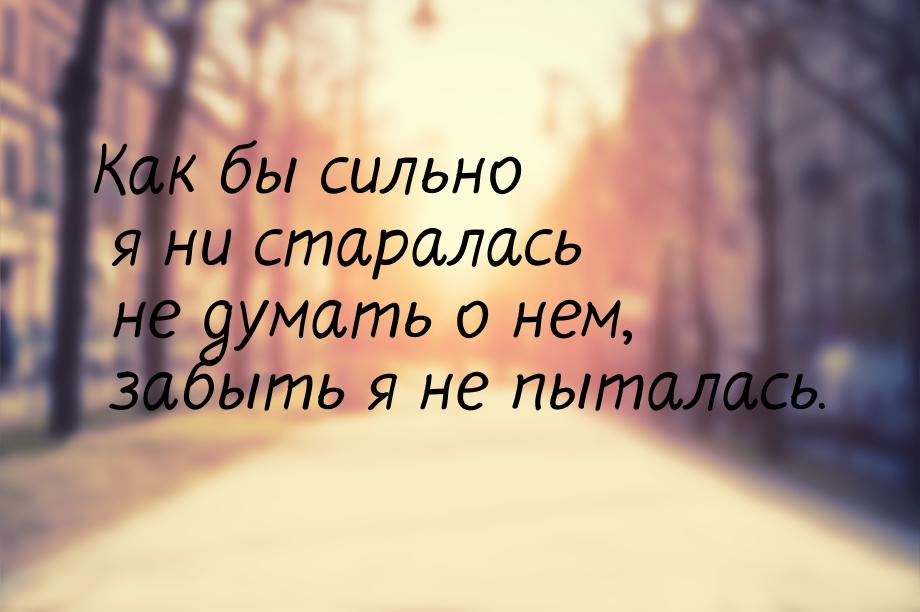 Как бы сильно я ни старалась не думать о нем, забыть я не пыталась.