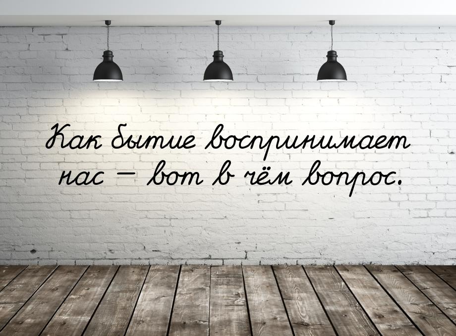 Как бытие воспринимает нас — вот в чём вопрос.