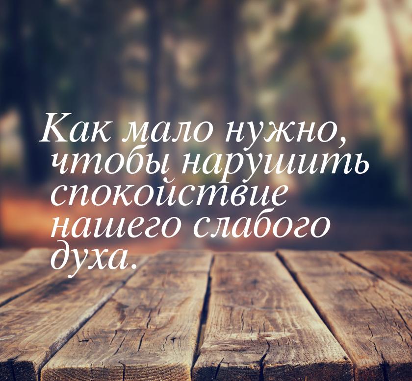 Как мало нужно, чтобы нарушить спокойствие нашего слабого духа.