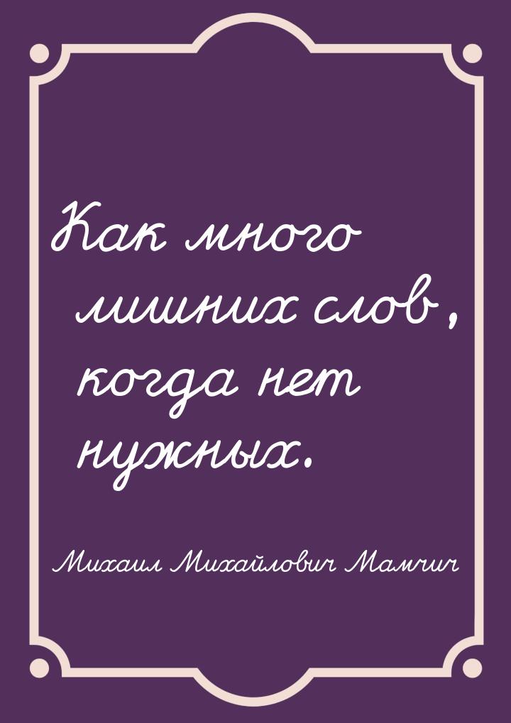 Как много лишних слов, когда нет нужных.