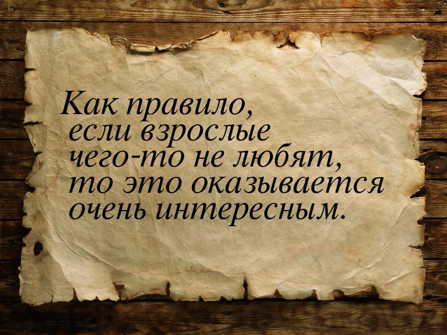 Как правило, если взрослые чего-то не любят, то это оказывается очень интересным.