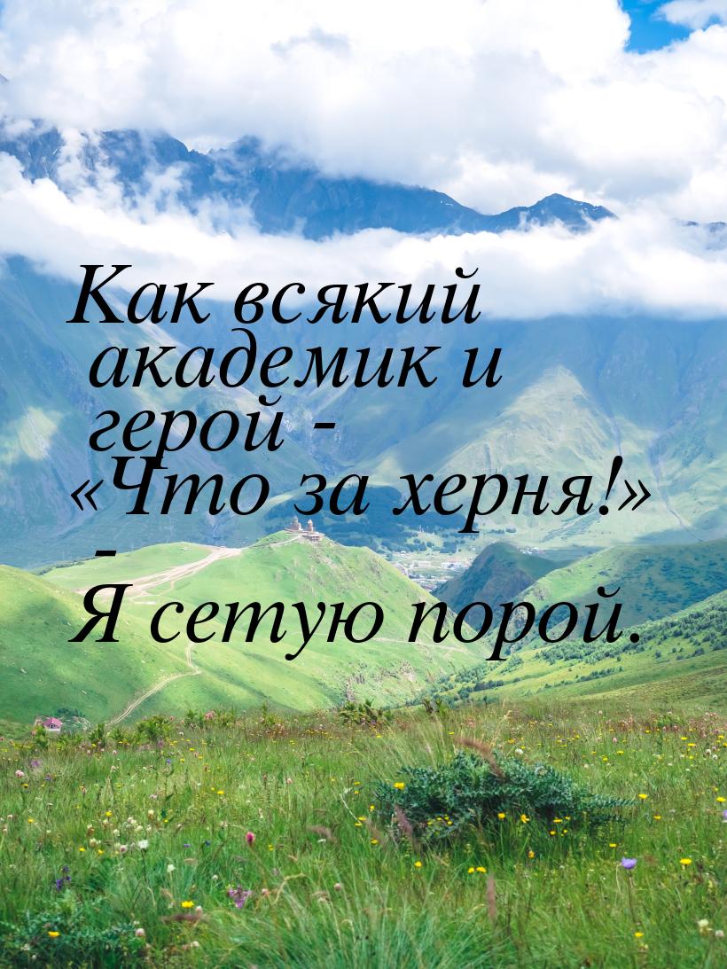 Как всякий академик и герой - Что за херня! - Я сетую порой.