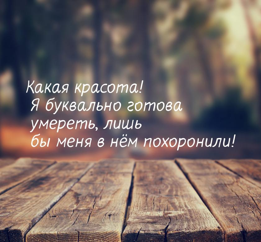 Какая красота! Я буквально готова умереть, лишь бы меня в нём похоронили!