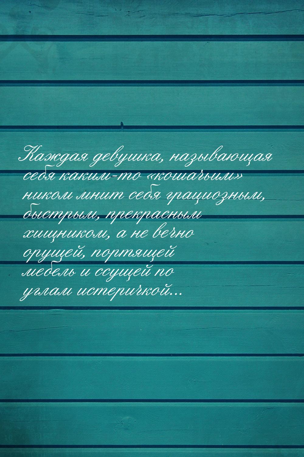 Каждая девушка, называющая себя каким-то «кошачьим» ником мнит себя грациозным, быстрым, п