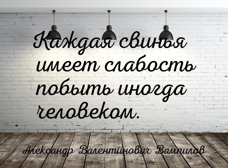 Каждая свинья имеет слабость побыть иногда человеком.