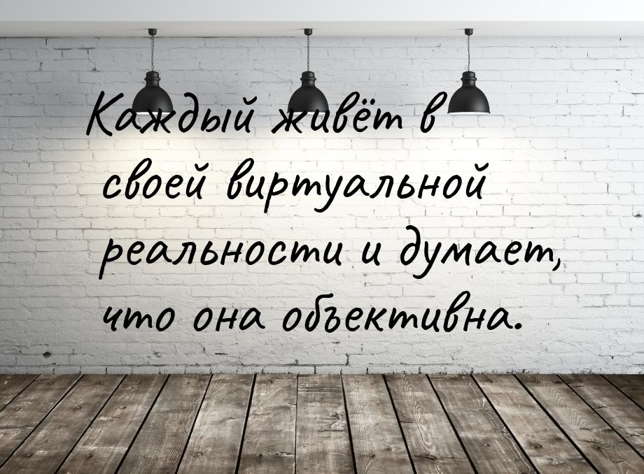 Каждый живёт в своей виртуальной реальности и думает, что она объективна.