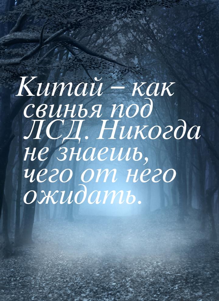 Китай – как свинья под ЛСД. Никогда не знаешь, чего от него ожидать.