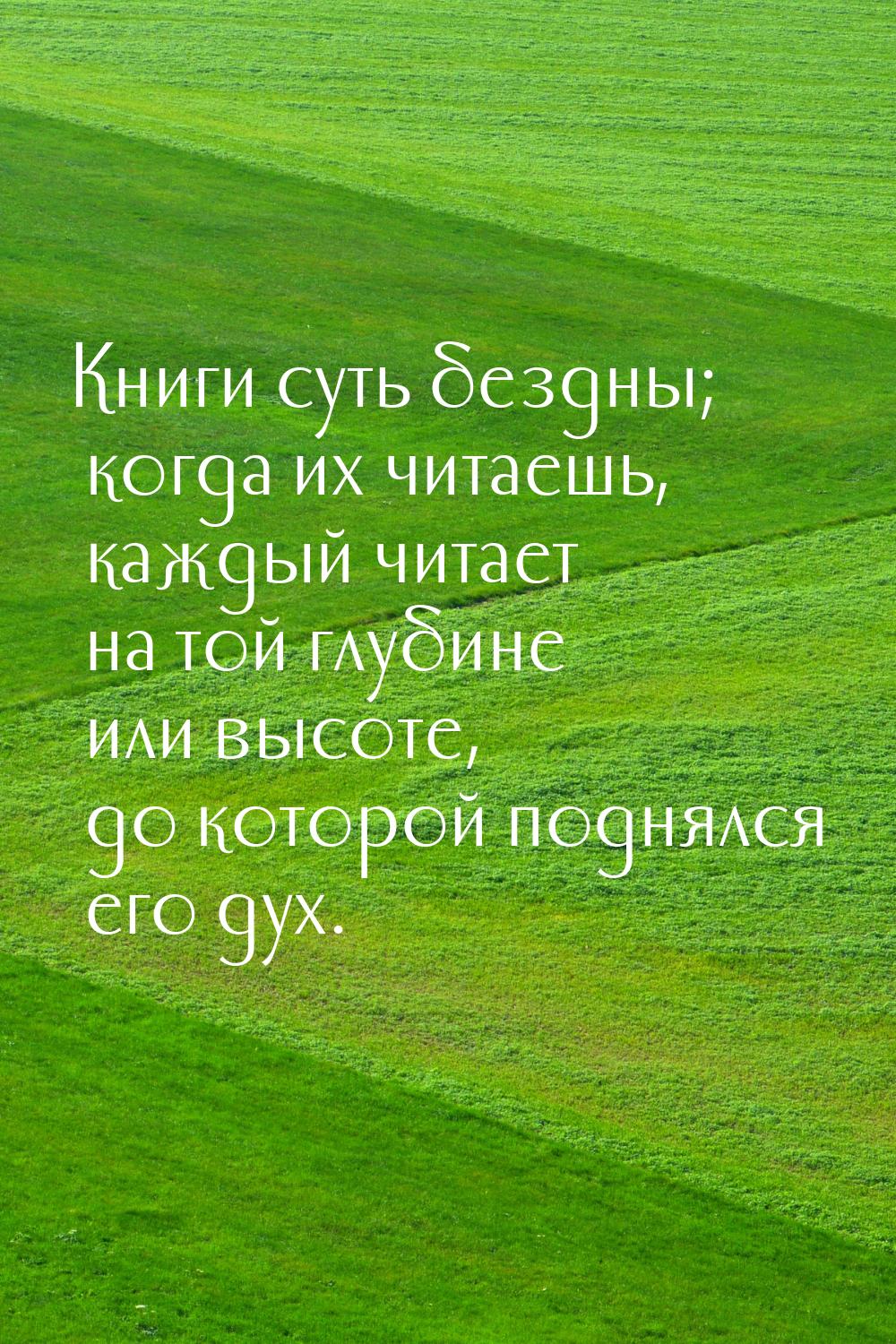 Книги суть бездны; когда их читаешь, каждый читает на той глубине или высоте, до которой п