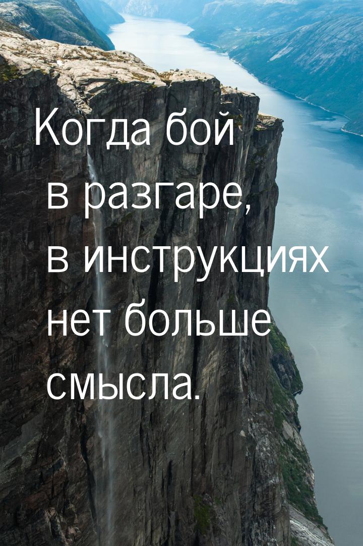 Когда бой в разгаре, в инструкциях нет больше смысла.