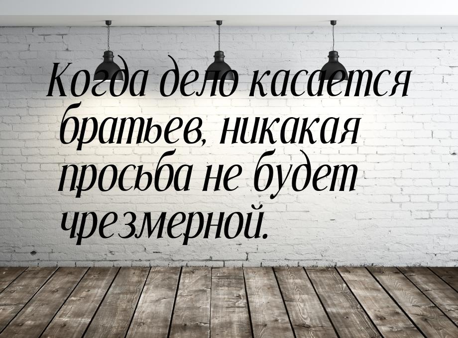 Когда дело касается братьев, никакая просьба не будет чрезмерной.