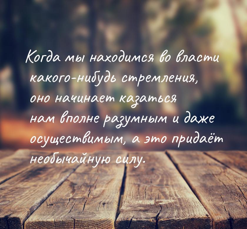 Когда мы находимся во власти какого-нибудь стремления, оно начинает казаться нам вполне ра