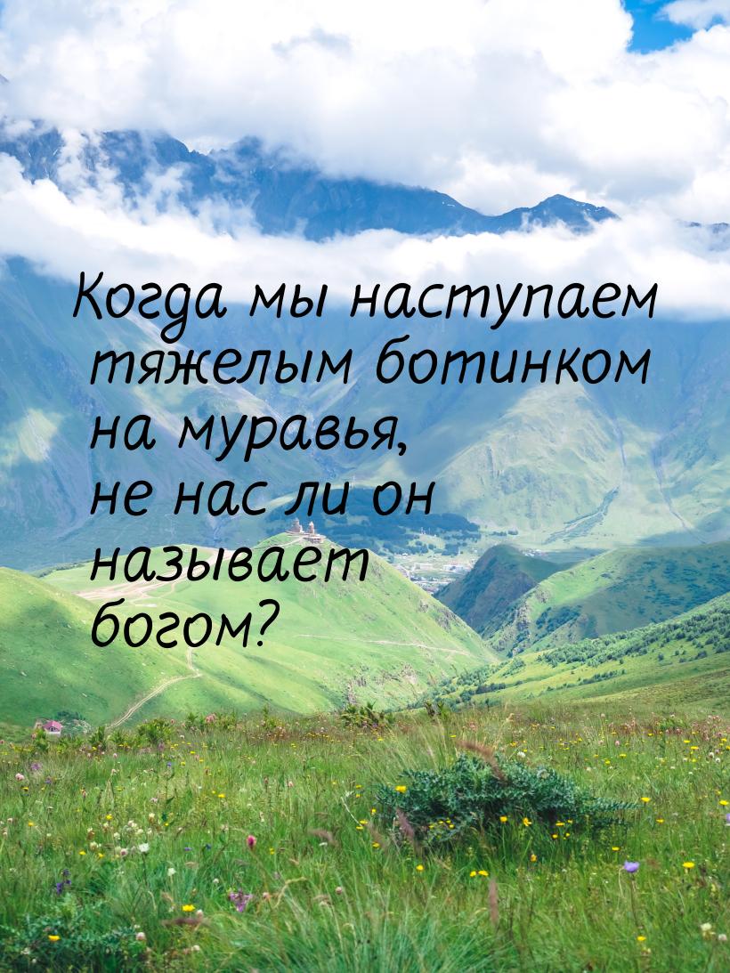 Когда мы наступаем тяжелым ботинком на муравья, не нас ли он называет богом?