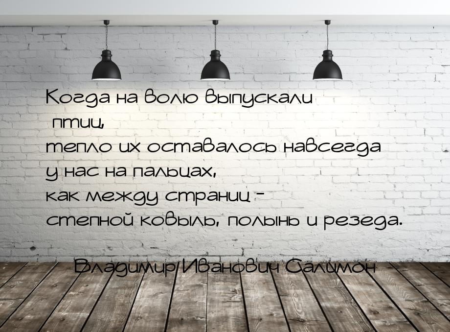 Когда на волю выпускали птиц, тепло их оставалось навсегда у нас на пальцах, как между стр