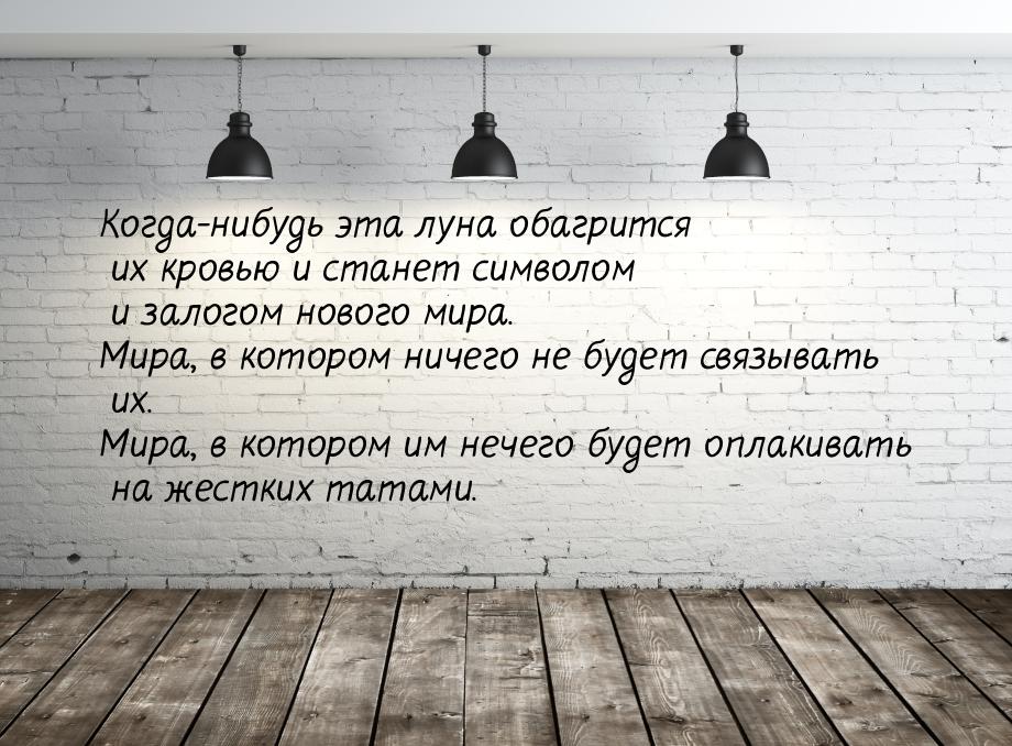 Когда-нибудь эта луна обагрится их кровью и станет символом и залогом нового мира. Мира, в