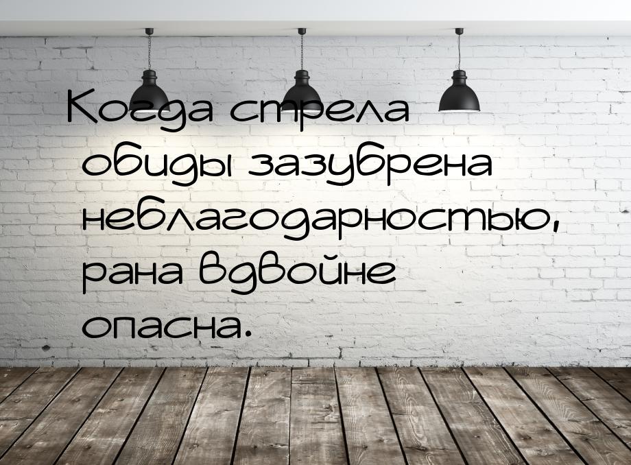 Когда стрела обиды зазубрена неблагодарностью, рана вдвойне опасна.