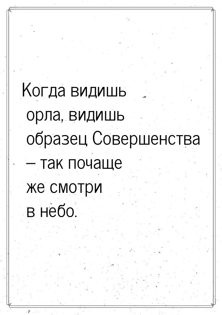 Когда видишь орла, видишь образец Совершенства – так почаще же смотри в небо.