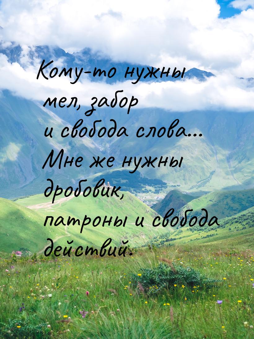 Кому-то нужны мел, забор и свобода слова… Мне же нужны дробовик, патроны и свобода действи