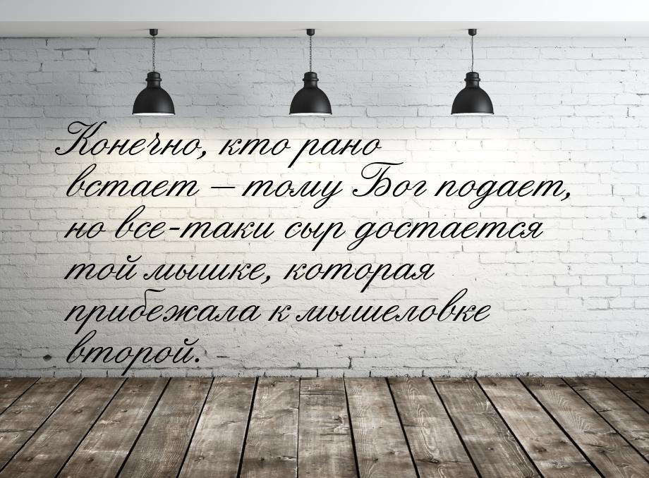 Конечно, кто рано встает – тому Бог подает, но все-таки сыр достается той мышке, которая п