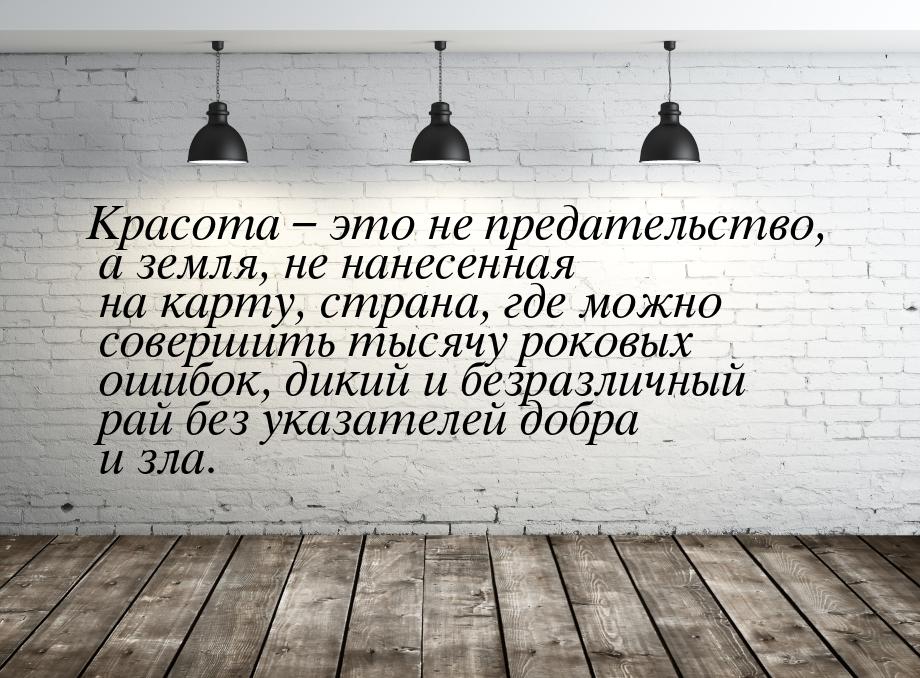 Красота – это не предательство, а земля, не нанесенная на карту, страна, где можно соверши