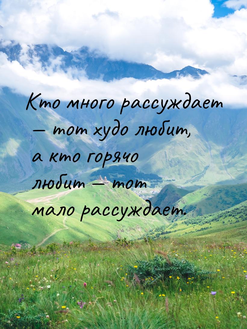 Кто много рассуждает  тот худо любит, а кто горячо любит  тот мало рассуждае