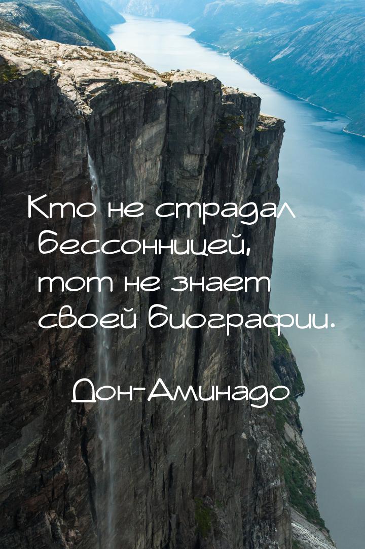 Кто не страдал бессонницей, тот не знает своей биографии.