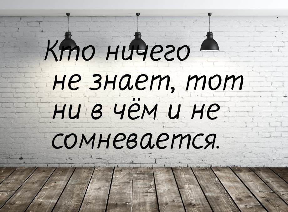 Кто ничего не знает, тот ни в чём и не сомневается.