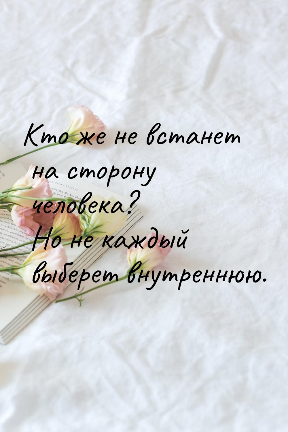 Кто же не встанет на сторону человека? Но не каждый выберет внутреннюю.