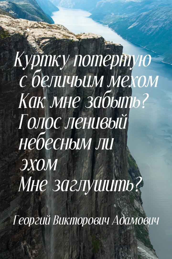 Куртку потертую с беличьим мехом      Как мне забыть?      Голос ленивый небесным ли эхом 