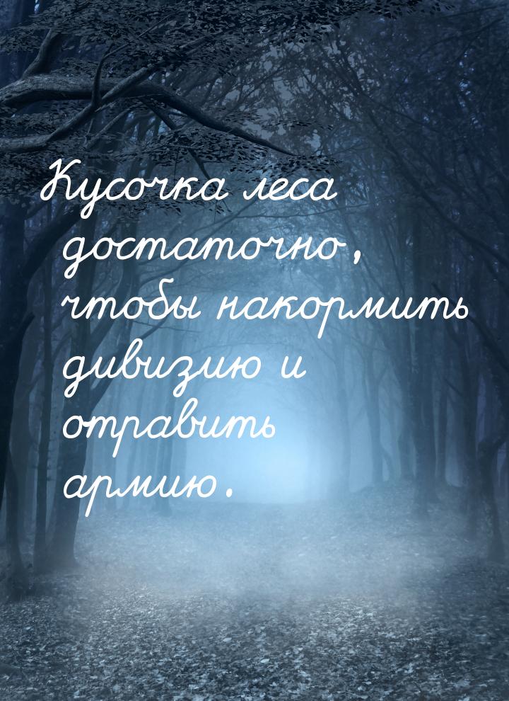 Кусочка леса достаточно, чтобы накормить дивизию и отравить армию.