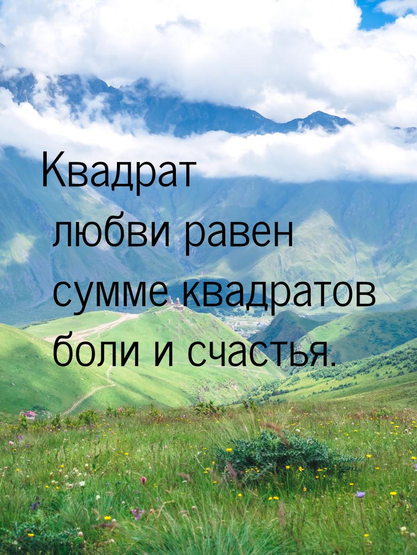 Квадрат любви равен сумме квадратов боли и счастья.