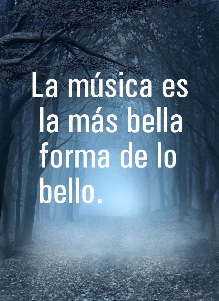 La música es la más bella forma de lo bello.