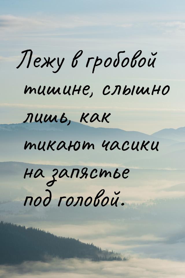 Лежу в гробовой тишине, слышно лишь, как тикают часики на запястье под головой.