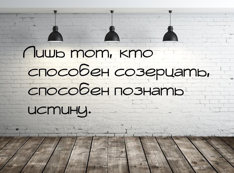 Лишь тот, кто способен созерцать, способен познать истину.