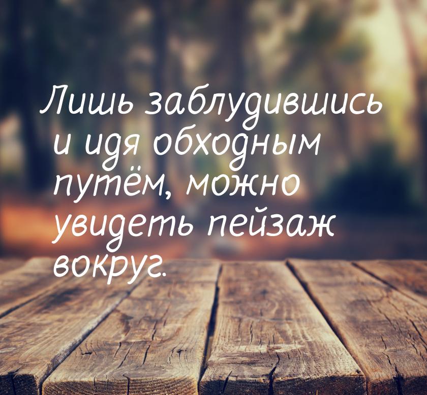 Лишь заблудившись и идя обходным путём, можно увидеть пейзаж вокруг.