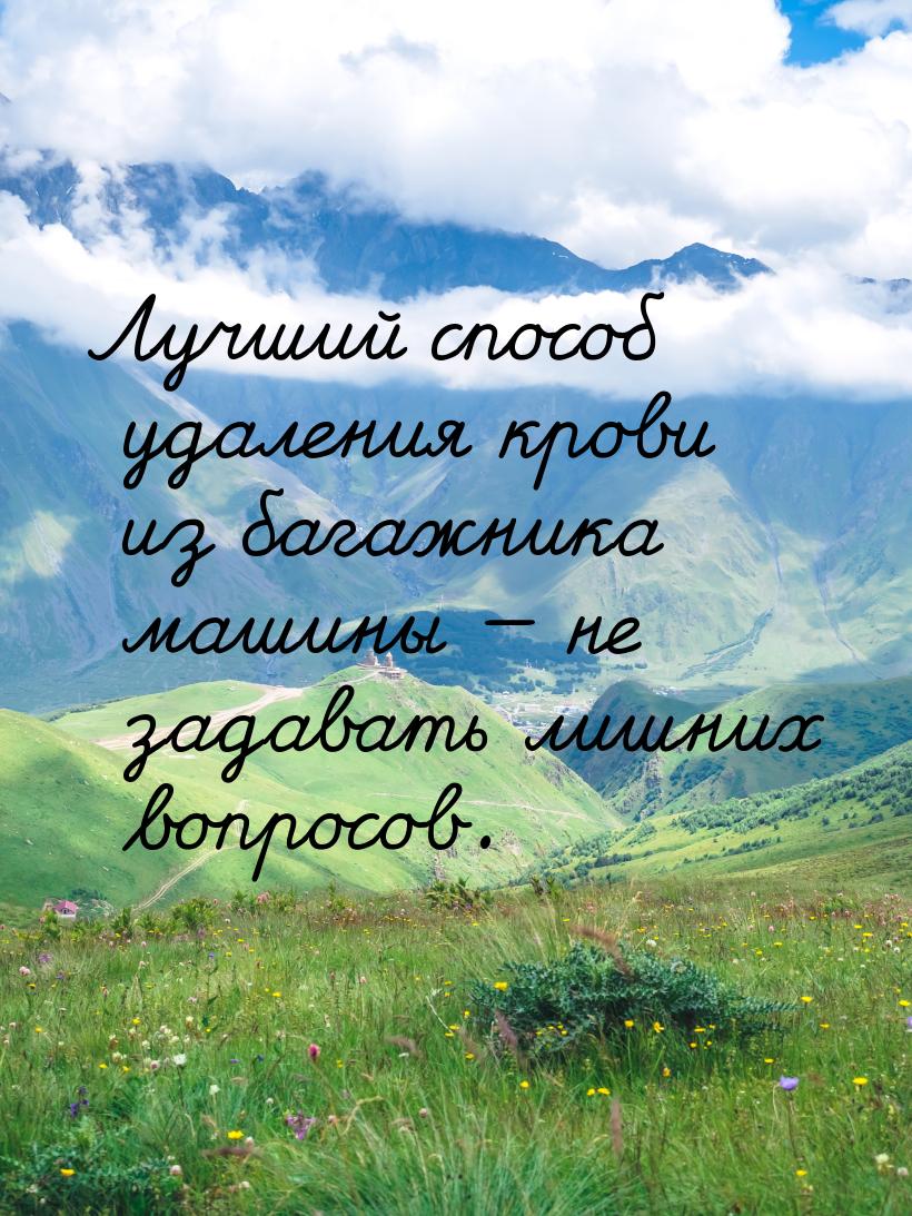 Лучший способ удаления крови из багажника машины  не задавать лишних вопросов.