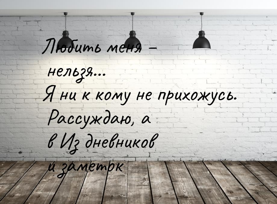 Любить меня – нельзя… Я ни к кому не прихожусь. Рассуждаю, а в Из дневников и заметок