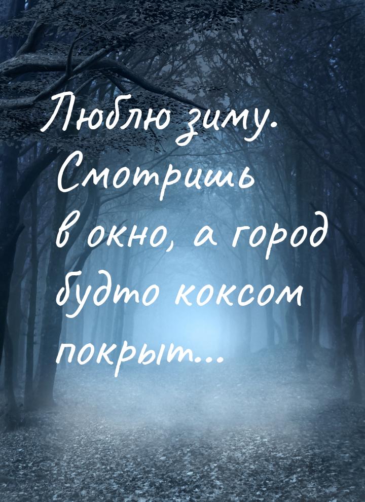 Люблю зиму. Смотришь в окно, а город будто коксом покрыт...