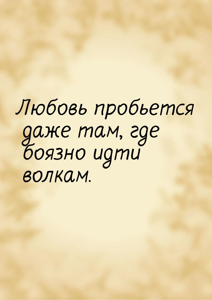 Любовь пробьется даже там, где боязно идти волкам.