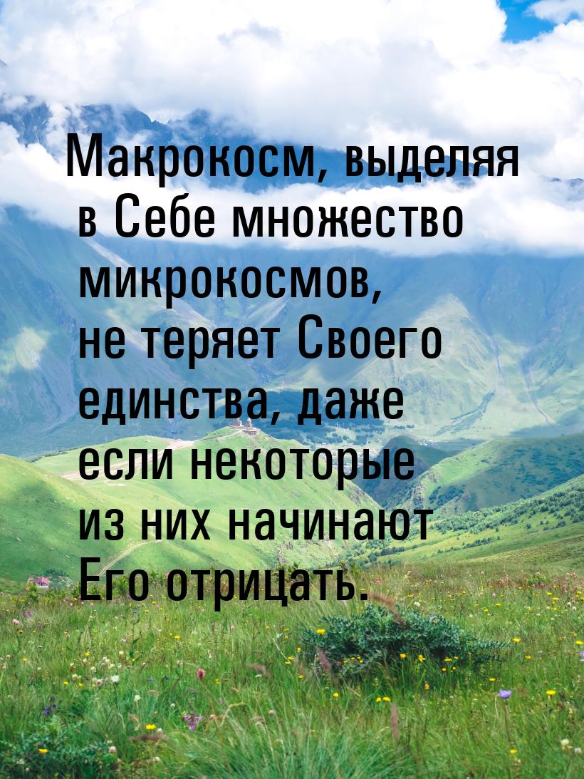 Макрокосм, выделяя в Себе множество микрокосмов, не теряет Своего единства, даже если неко