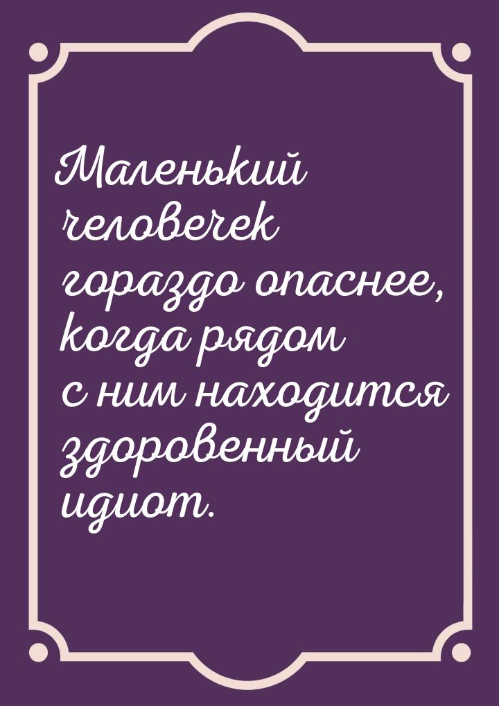 Маленький человечек гораздо опаснее, когда рядом с ним находится здоровенный идиот.