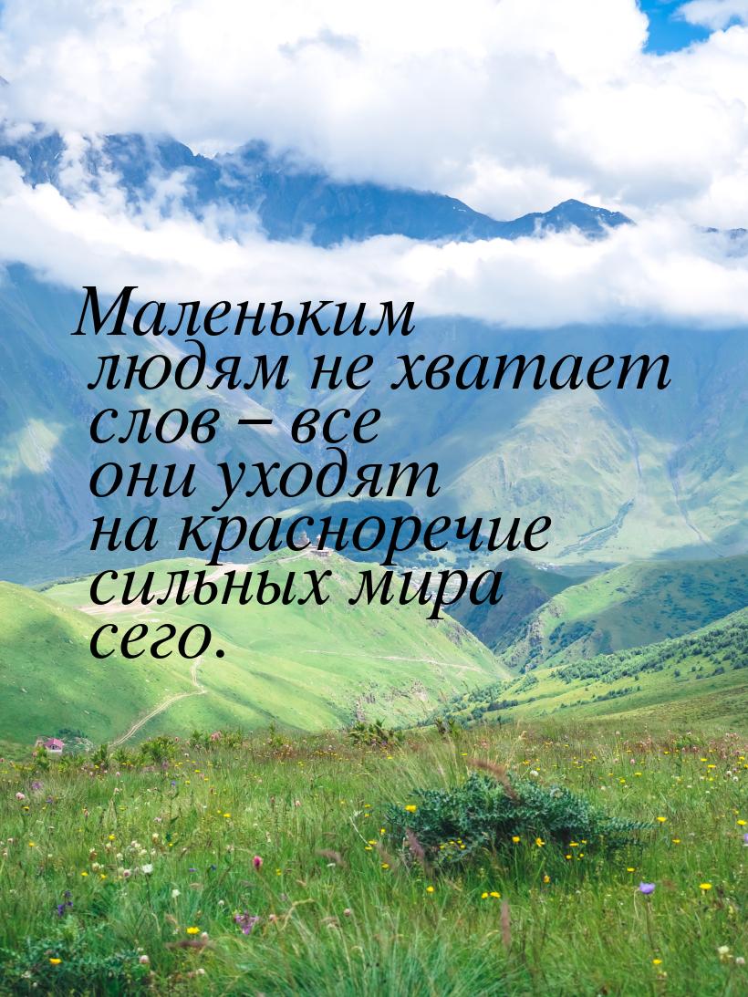 Маленьким людям не хватает слов – все они уходят на красноречие сильных мира сего.