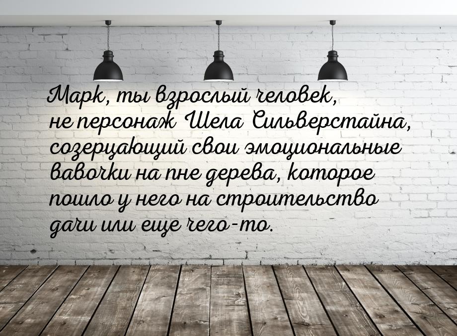 Марк, ты взрослый человек, не персонаж Шела Сильверстайна, созерцающий свои эмоциональные 