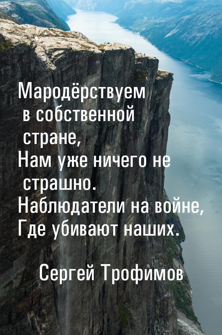 Мародёрствуем в собственной стране, Нам уже ничего не страшно. Наблюдатели на войне, Где у