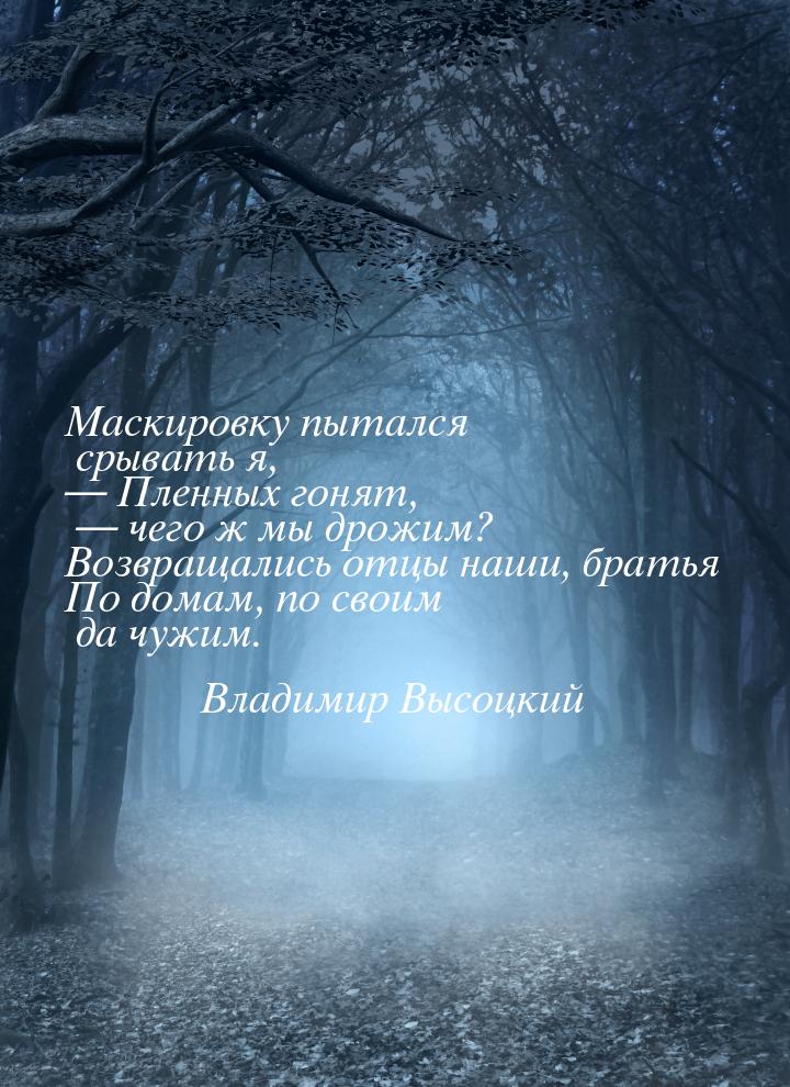 Маскировку пытался срывать я,  Пленных гонят,  чего ж мы дрожим? Возвращалис